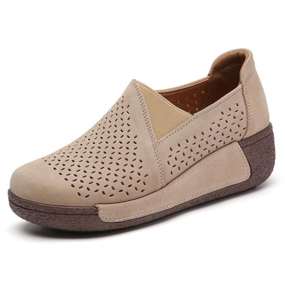 (gold, 39) Cow Suede Leather Ladies Loafers Autumn Women&apos;s Shoes Platform Flats Sneakers Female Moccasins Shoe Women Creepers Slip On Shoes