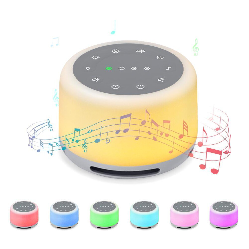 (white) White Noise Sound Machine With Mood Light Natural Sounds & Music For Sleeping Rechargeable Natural