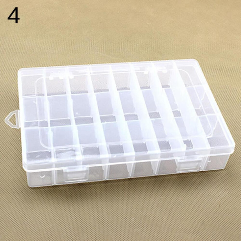 24 Compartments Plastic Box Case Jewelry Bead Storage Container Craft Organizer