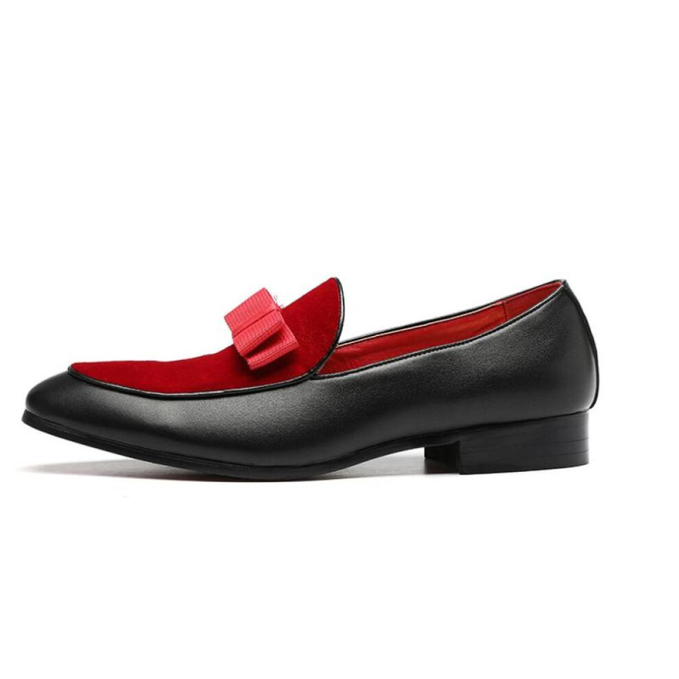 (red, 42) Italian Dress Mens Shoes Male Flats Leather Loafers For Men Black Red Suede Loafers Men Formal Wedding Shoes