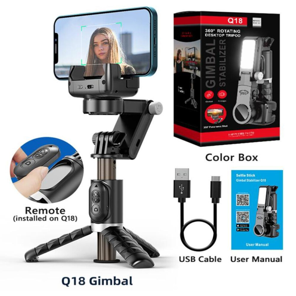 Axnen Q18 Desktop Following The Shooting Mode Gimbal Stabilizer Selfie Stick Tripod With Fill Light For Iphone Cell Phone Smartphone