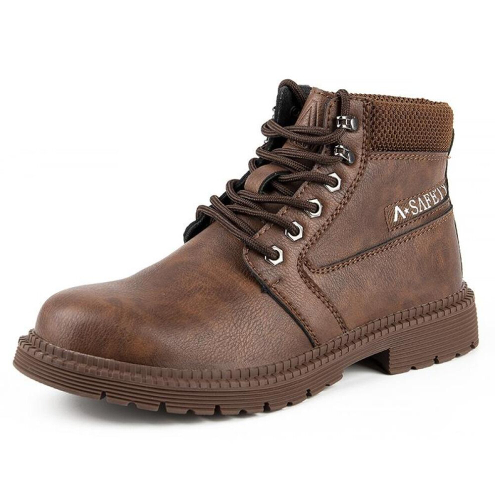 (brown, 43) Smash-proof And Puncture-proof Breathable Safety Shoes Steel Toe Cap Wear-resistant Work Boots Protective Hiking Boots For Men Plus Size 37-48
