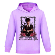 (Purple, 11-12 Years) Wednesday The Addams Family Kids Hoodies Girls Youth Casual Pullover Jumper Hooded Sweatshirt Tops Xmas Gifts