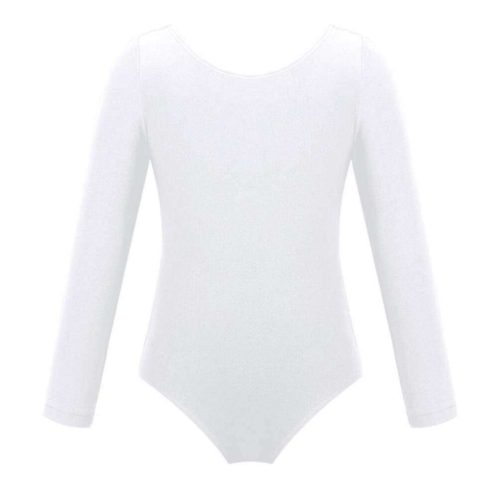 (white, 11-12 Years) Girls Toddler Long Sleeve Leotard Gymnastics Ballet Leotard Jumpsuit Dance Costumes