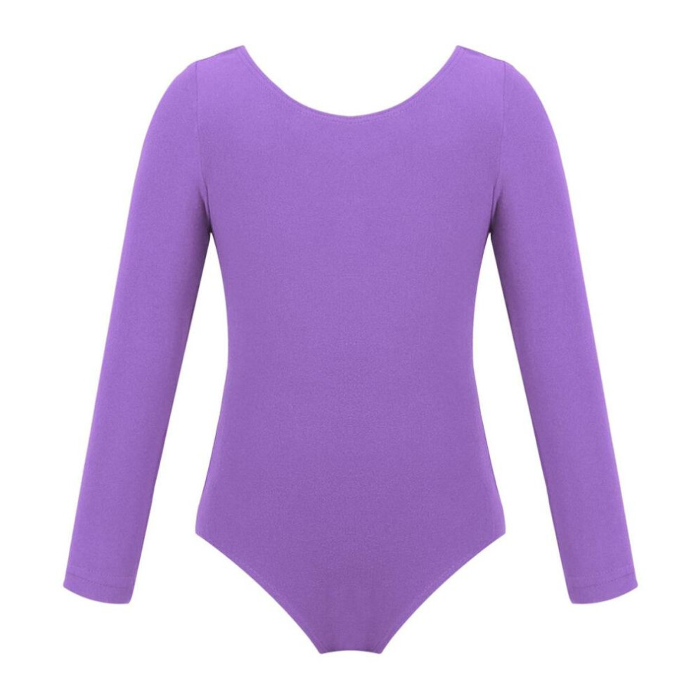 (lavender, 9-10 Years) Girls Toddler Long Sleeve Leotard Gymnastics Ballet Leotard Jumpsuit Dance Costumes