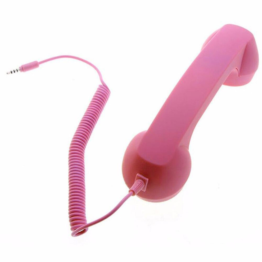 (Pink) Fiauli 3.5Mm Retro Mobile Phone Cellphone Receiver Telephone Handset With Microphone Pink 8795863563213