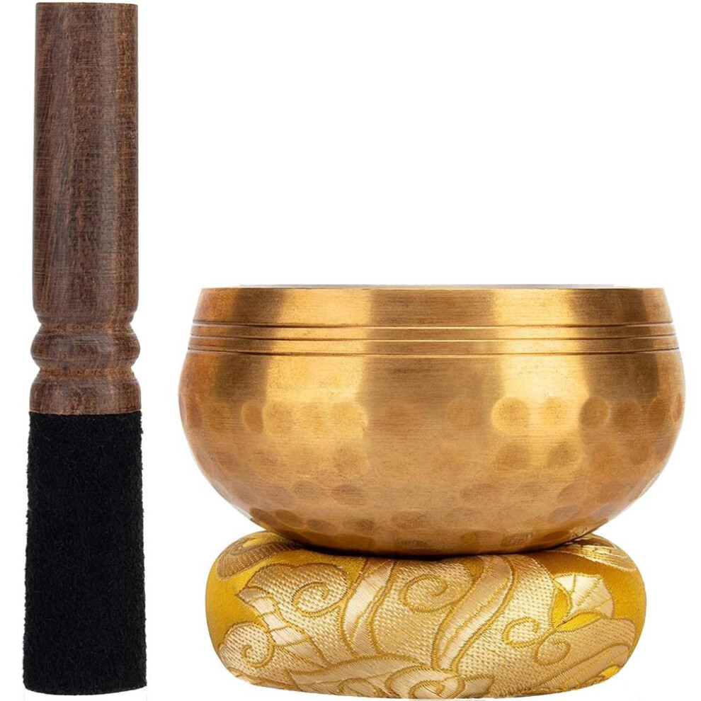 (as the picture, One Size) Tibetan Singing Bowl Set  Chakras   Meditation Yoga Sound Bowl With Mallet, Silk Cushion,  Silk Bag, Tibetan Bell,