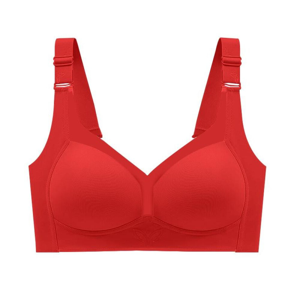 (red, 36C) Push Up Bras For Women Plus Size Seamless Bra Wireless Brassiere Lightly Lined Full Coverage Bra Lingerie C D E Cup