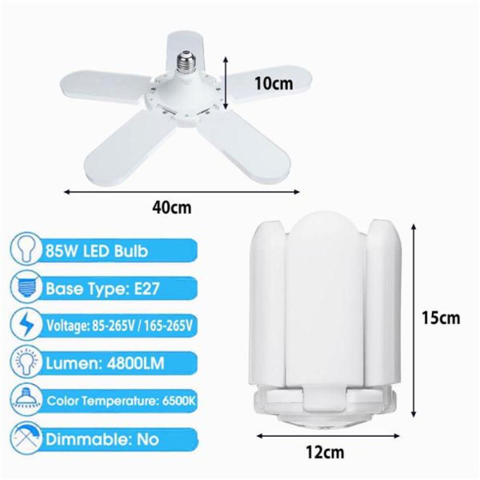 20000lm 5+1 Blades Deformable Led Garage Light E27 Adjustable Shop Ceiling Lamp