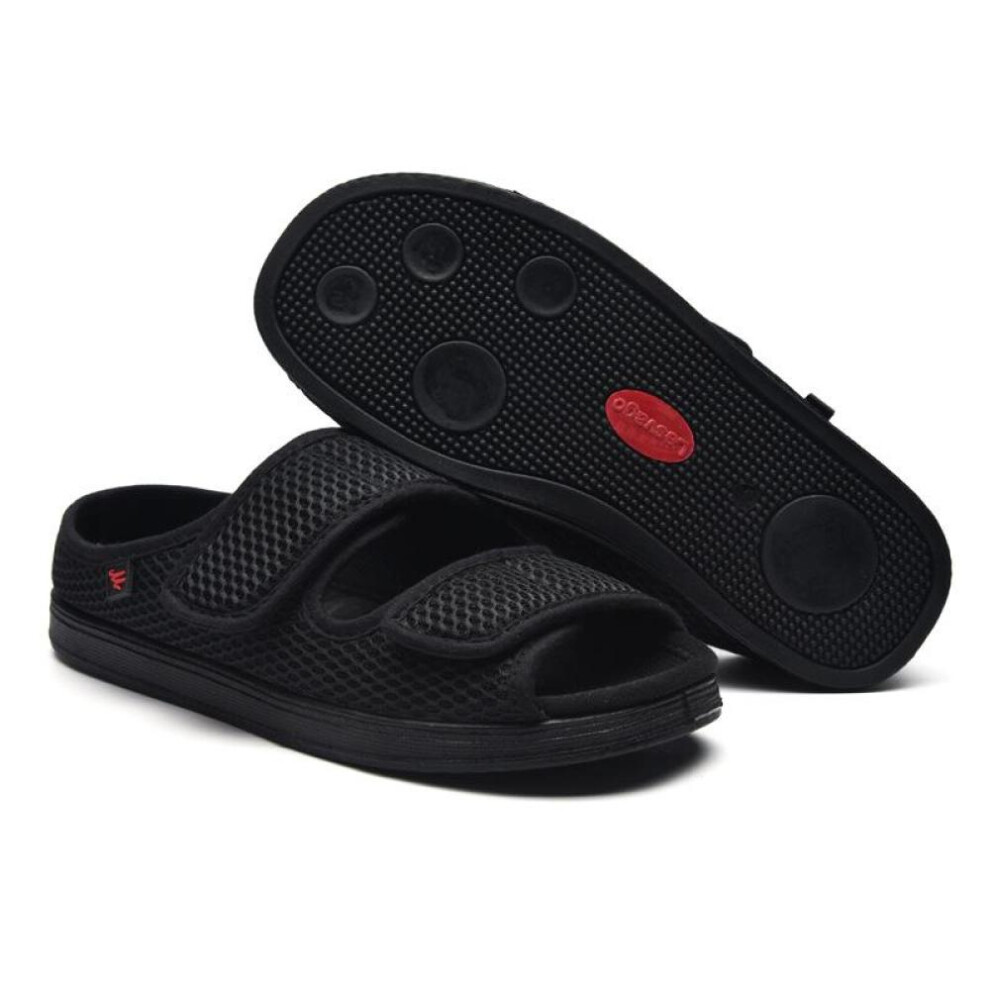 (black, 48) Women Men Diabetes Shoes, Wide Open Toe Sandals Adjustable Arthritis Edema Slippers for Elderly Diabetes Patient