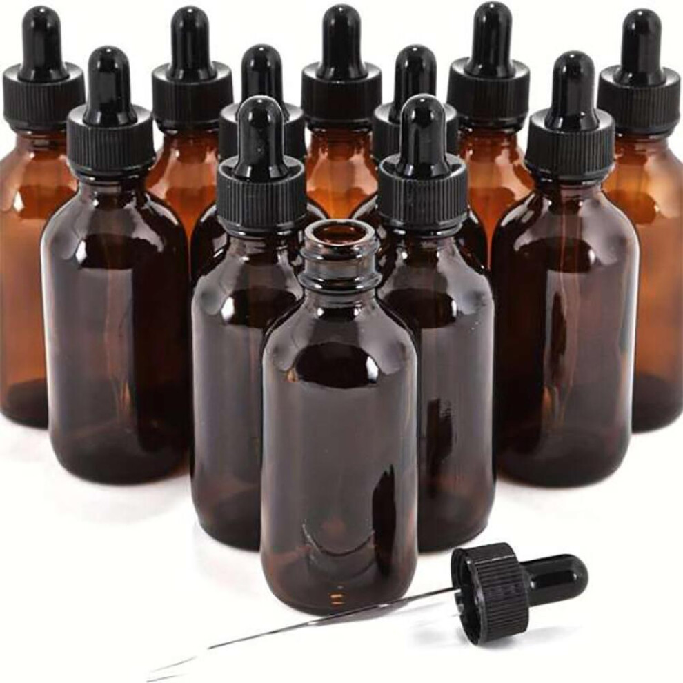(as the picture, 30ml) 12pcs 30ml Amber Light Proof Glass Essential Oil Bottle With Glass Dropper For Essential Oil Sample Cosmetics Perfume Travel