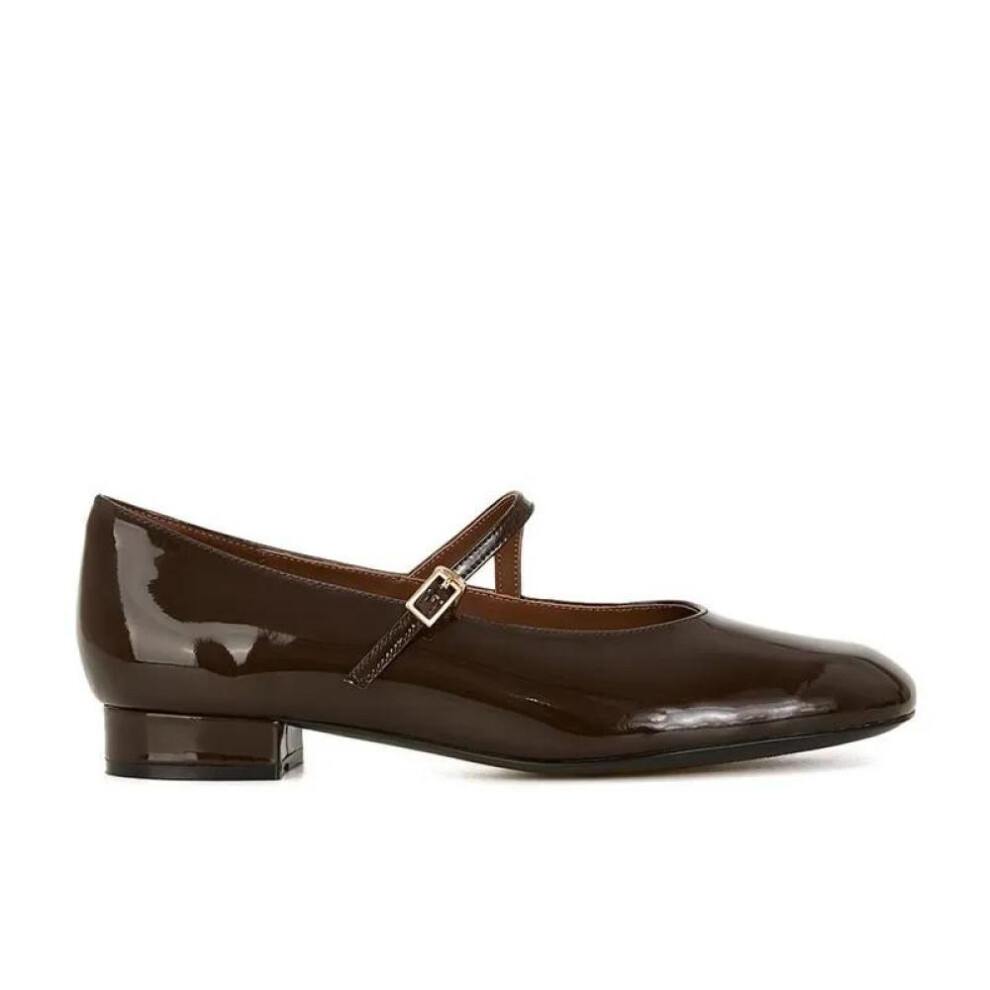 (chocolate, 37) Women Patent Leather Mary Janes Shoes Ladies  Summer New Fashion Square Toe Comfortable Pointed Toe Ballet Flat Casual Shoes