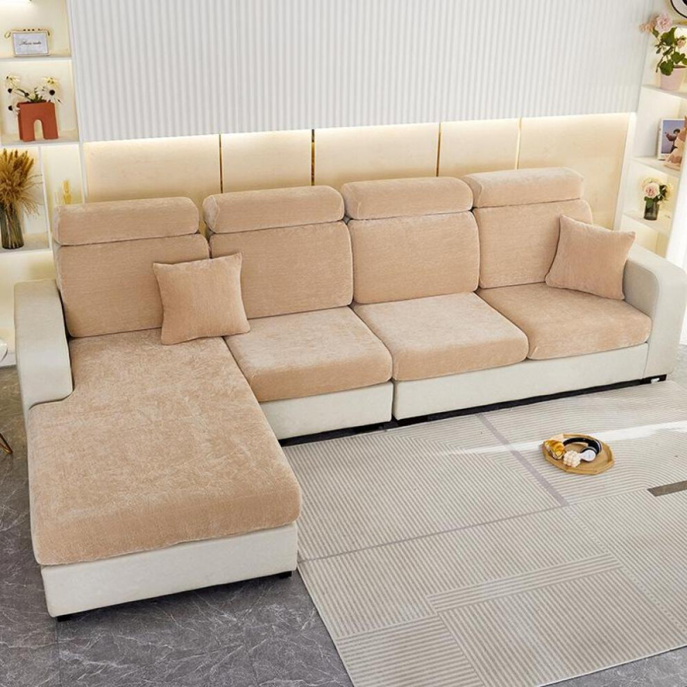 (khaki, L-shaped) Thick Elastic Sofa Cushion Covers Living Room Armchair Corner Sofa Chenille Cushions Seats Cover Slipcover Couch Covers