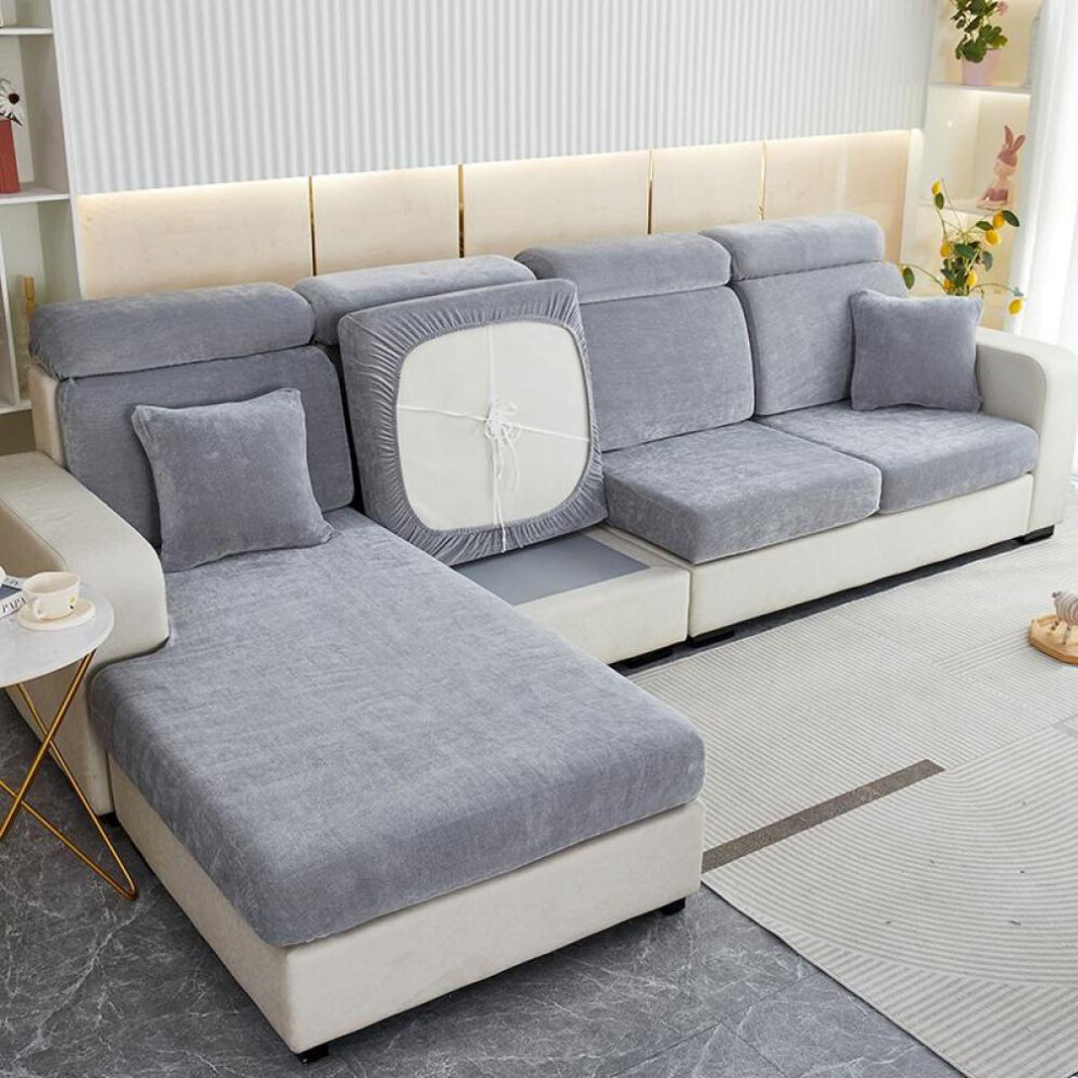 (grey, Plus Size(XL)-1pc) Thick Elastic Sofa Cushion Covers Living Room Armchair Corner Sofa Chenille Cushions Seats Cover Slipcover Couch Covers