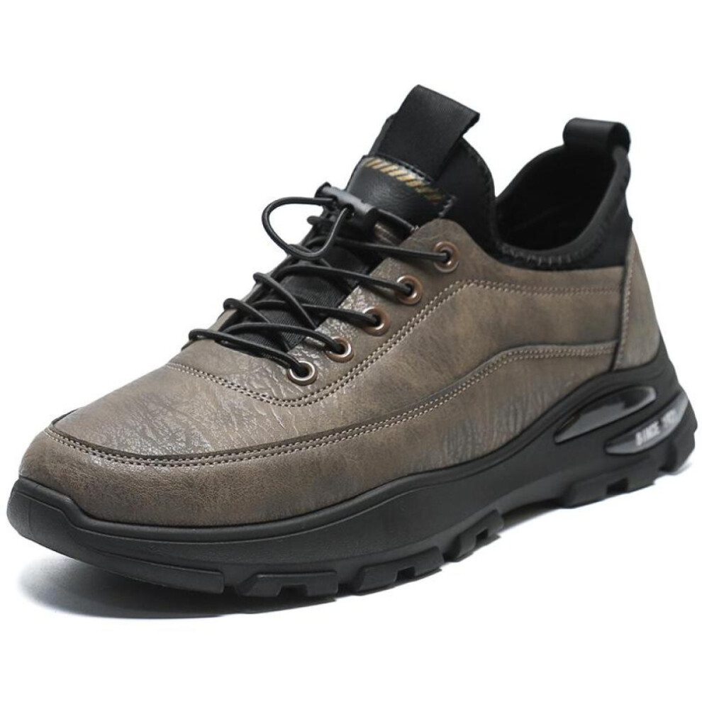 (grey, 41) Men&apos;s Leather Skateboard Shoes Office Business Work Walking Casual Sneakers Male Students Sports Travel Footwear