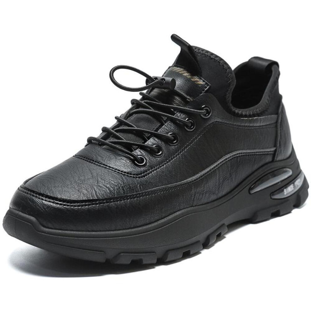 (black, 38) Men&apos;s Leather Skateboard Shoes Office Business Work Walking Casual Sneakers Male Students Sports Travel Footwear