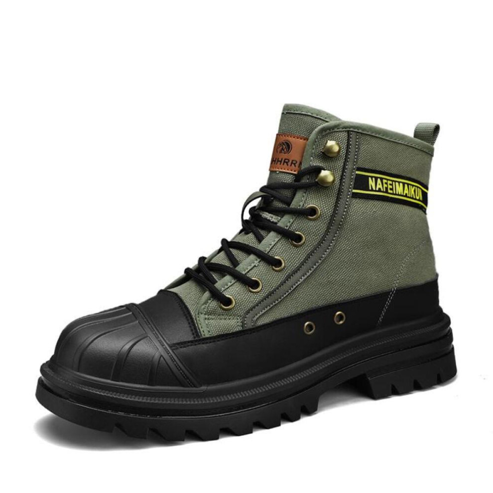 (army green, 44) Fashion Boots Men Casual High Top Sneakers Motorcycle Shoes Roman Ankle Boots Men British Style Outdoor Sneakers Punk Men's Shoes