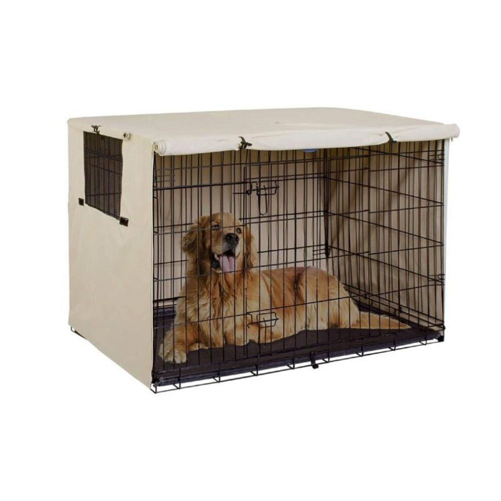 (beige, XS) Universal Waterproof Pet Kennel Cover Folding Cover Dog Crate Cover For 25-49 Inches Wire Dog Crate