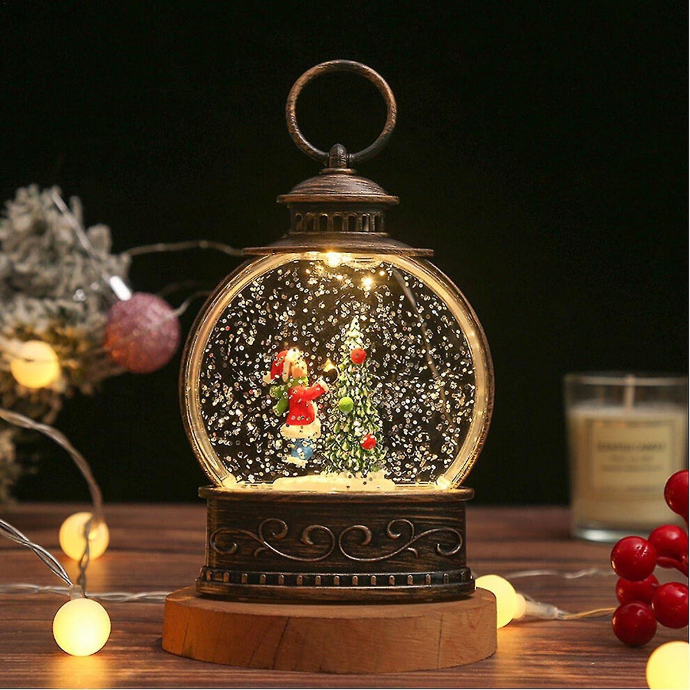 (E) Snow Globe Lighted Christmas Decorations, Santa Snow Globe Christmas Snow Globe Lantern With Swirling Glitter, Christmas Gifts