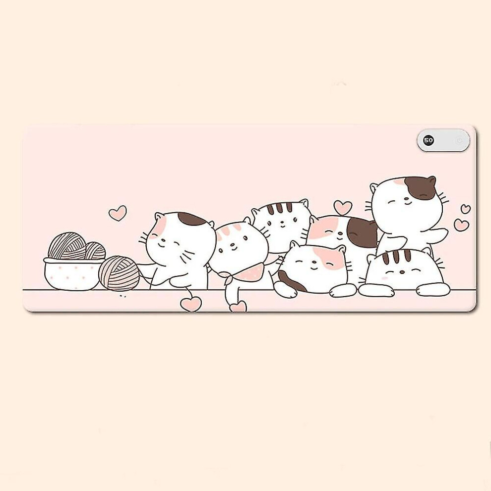 (Cat) Warm Desk Pad Heated Mouse Pad Keyboard Mat Electric Heating Desk Pad With 3 Heating Levels 3 Hours Auto Shut-Off Desk Mat 8107440944092