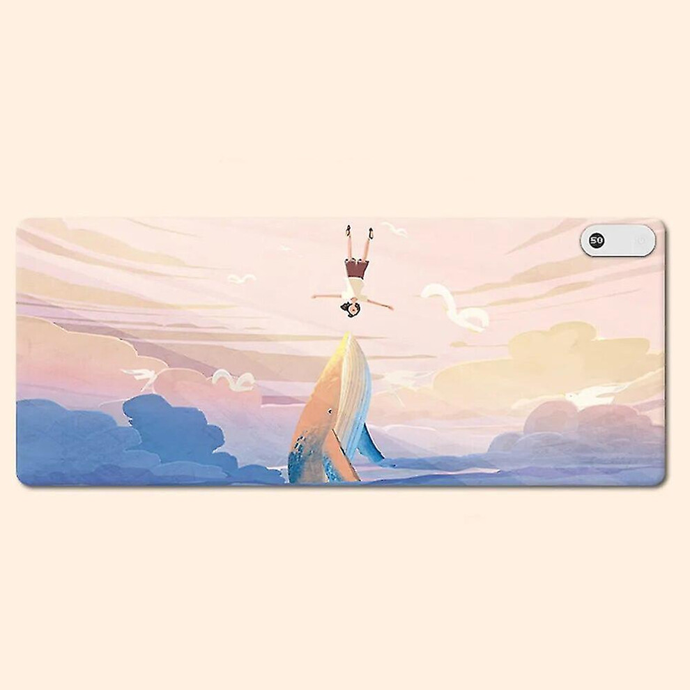 (Whale) Warm Desk Pad Heated Mouse Pad Keyboard Mat Electric Heating Desk Pad With 3 Heating Levels 3 Hours Auto Shut-Off Desk Mat 8107440944115