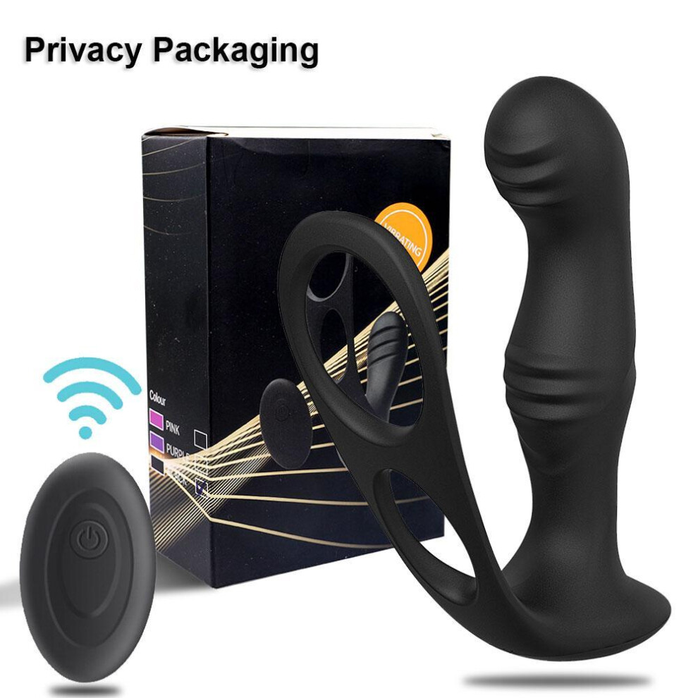 (black) Wireless Remote Control Anal Vibrator Male Prostate Massage 10 Modes Plug Butt Testis Stimulate Delay Ejaculation Ring Sex Toys For Men