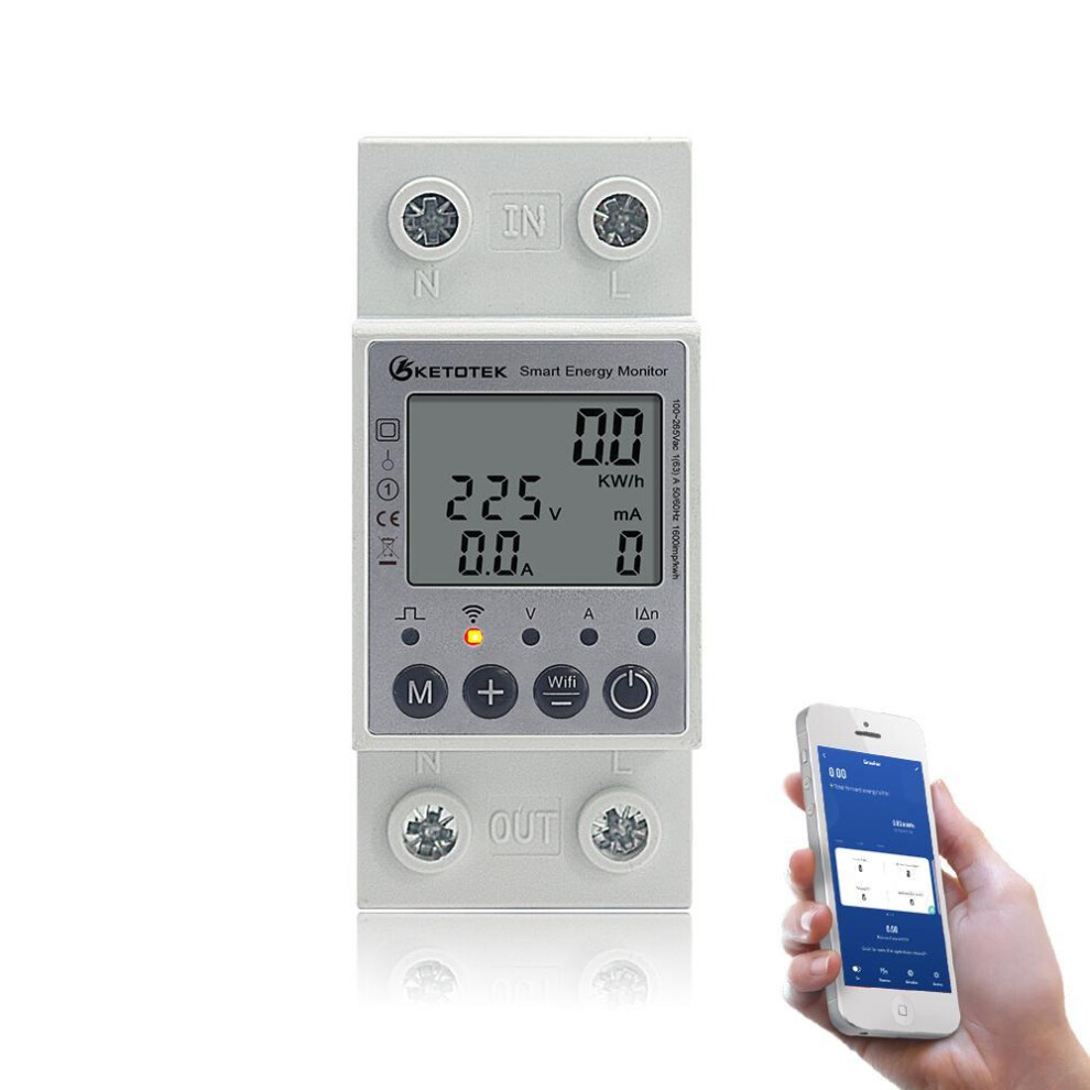 Single Phase Din Rail Wifi Smart Energy Meter Power Consumption Kwh Meter Wattmeter With Alexa For Smart Home