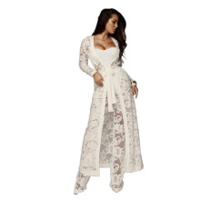 (white, L) Womens Fashion Elegant Lace Rompers Jumpsuit Sexy Ladies Casual Wide Leg Jumpsuit Three Piece Suit