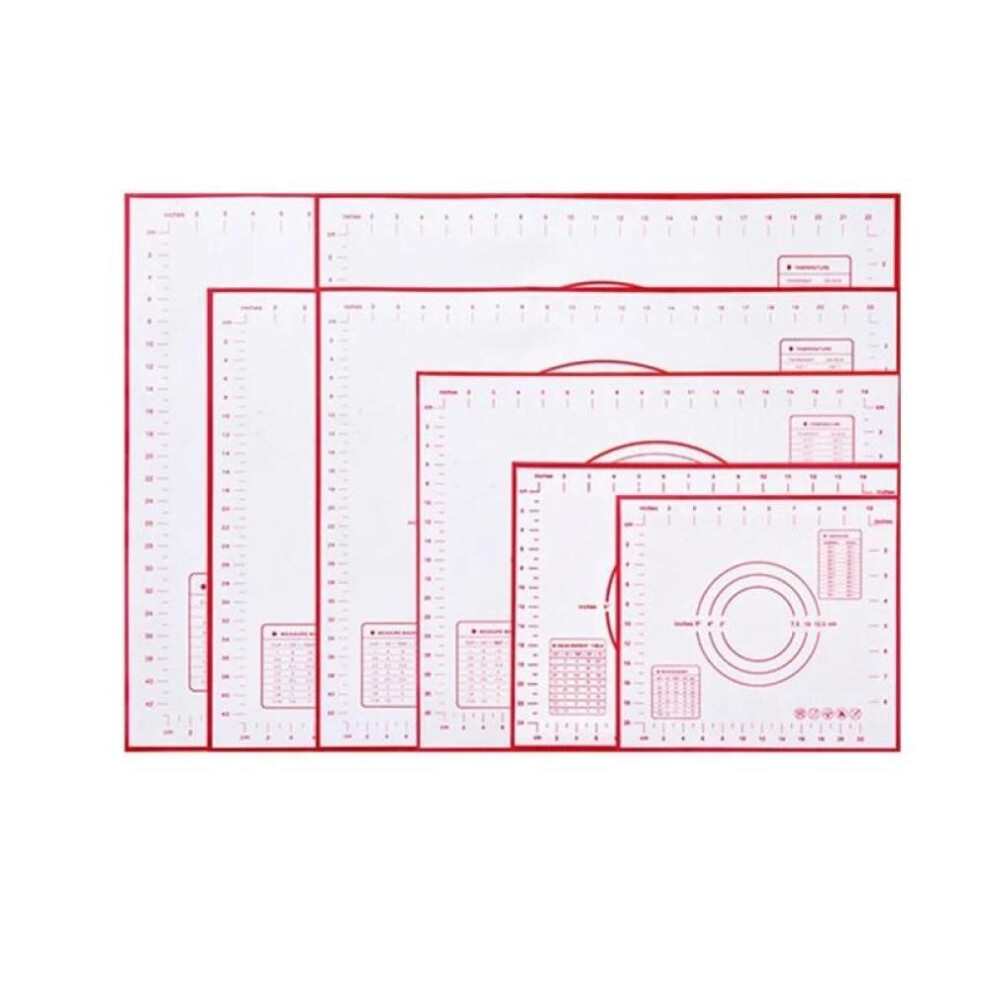 (red, 60x60cm) Oversize 80/70/60cm Silicone Baking Mat Pastry Rolling Kneading Pad Kitchen Crepes Pizza Dough Non-stick Pan Pastry Mat