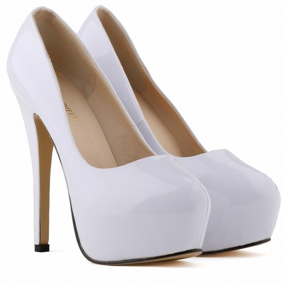 (white, 41) Women Pumps Sexy 14cm Super High Heels Female Round Toes Platform Pumps Thin Heels Party Dress Red Wedding Shoes