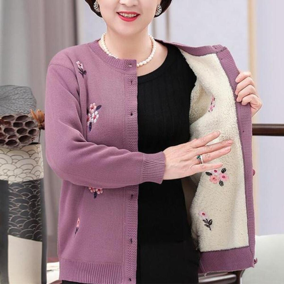 (purple, XXL) Cardigans Plus Size Grandma Knitting Sweater New Middle-aged And Old Women Sweater Cardigan