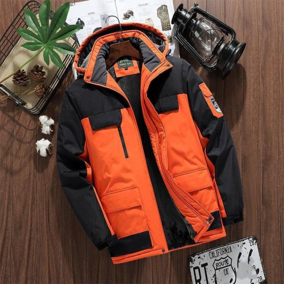 (orange, 9XL) Autumn And Winter New Thick Warm Jacket Men's Casual Waterproof Loose Large Size Quality Cotton-padded Jacket