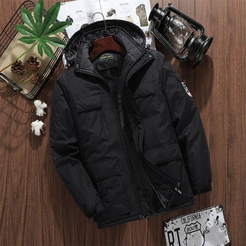 (black, 9XL) Autumn And Winter New Thick Warm Jacket Men's Casual Waterproof Loose Large Size Quality Cotton-padded Jacket