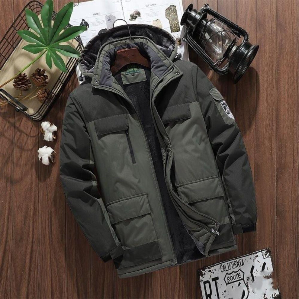 (army green, 6XL) Autumn And Winter New Thick Warm Jacket Men's Casual Waterproof Loose Large Size Quality Cotton-padded Jacket