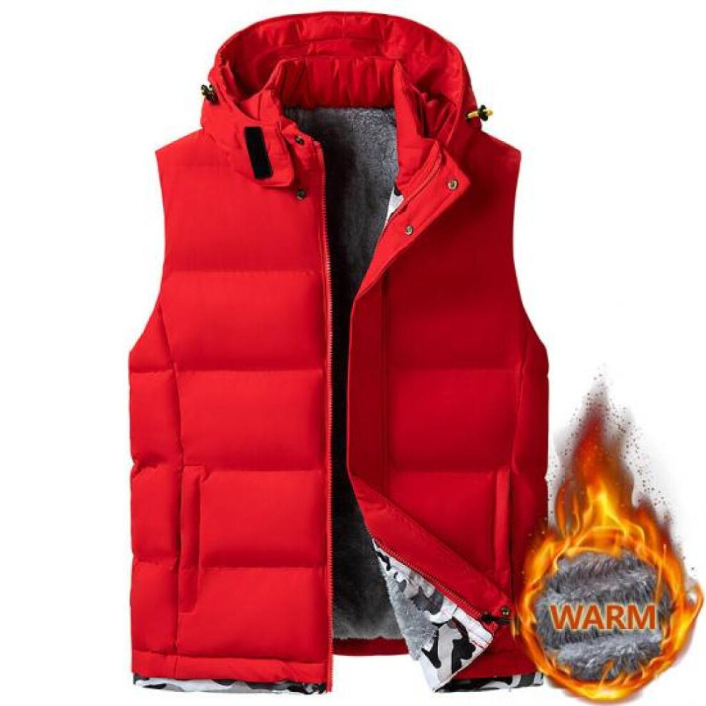 (red, 9XL) Vest For Men Mens Vest Jacket Hooded Men Winter Warm Sleeveless Jackets Male Casual Waistcoat Solid Vest Thickening Veste Homme 6xl 8xl 10x