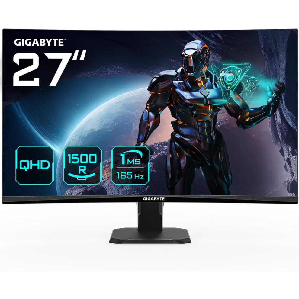 Gigabyte GS27QC 27" QHD Curved Gaming Monitor - 2560 x 1440, 165Hz, 1ms, 250 cd/mÂ²