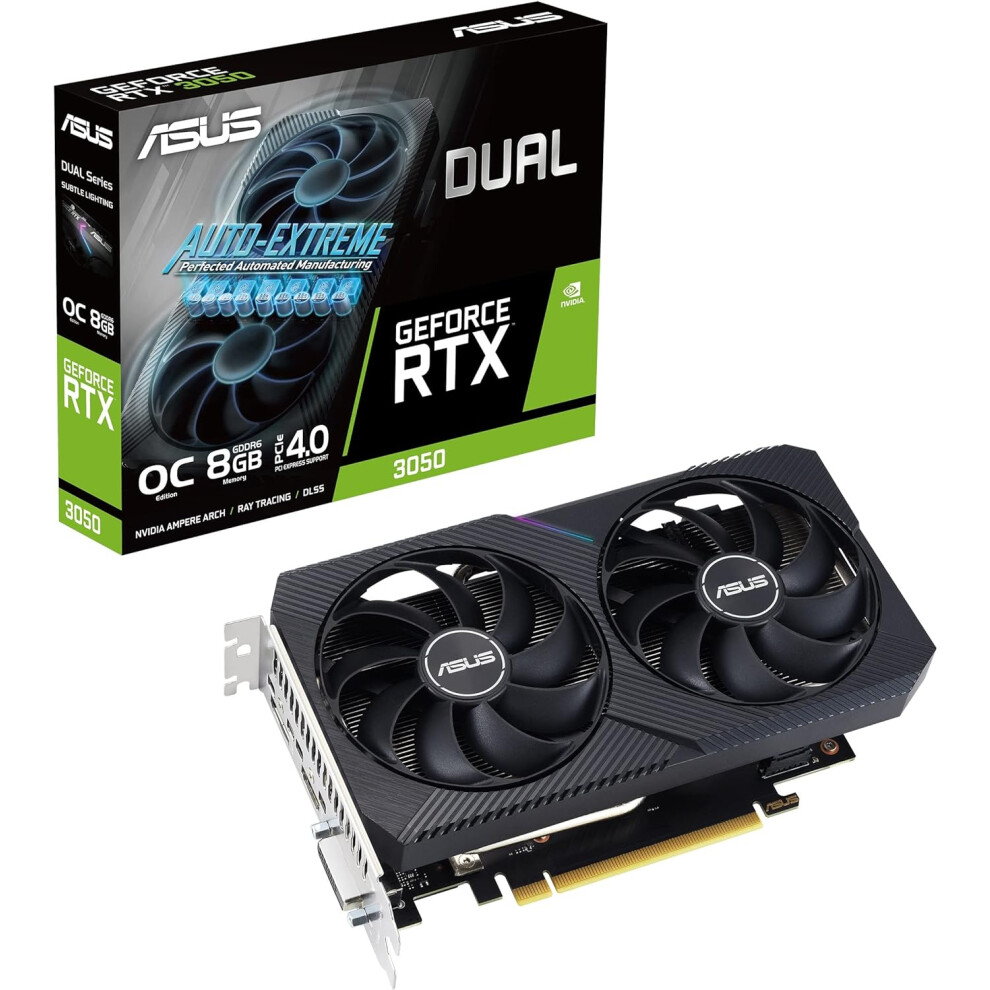 ASUS Dual NVIDIA GeForce RTX 3050 OC Edition Gaming Graphics Card (PCIe 4.0, 8GB GDDR6 memory