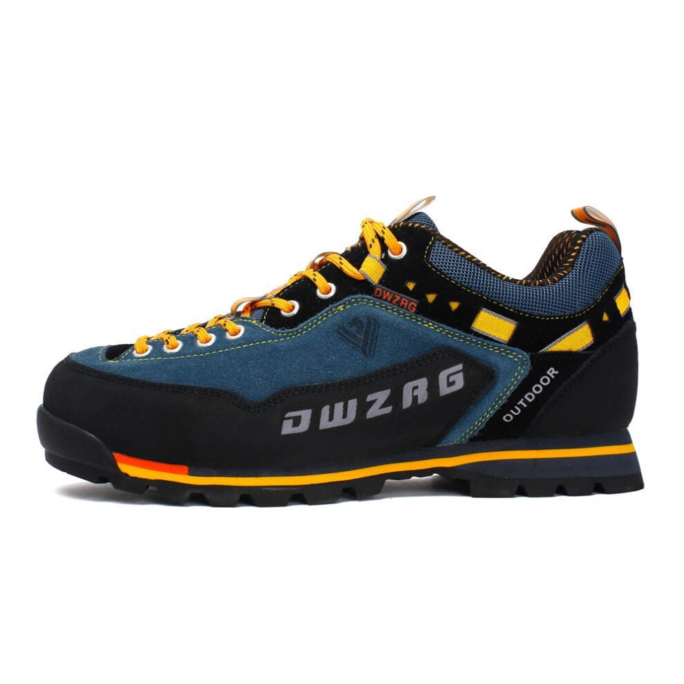(blue,yellow, 43) Waterproof Outdoor Shoes Men Hiking Shoes Comfortable Trekking Shoes Sneakers