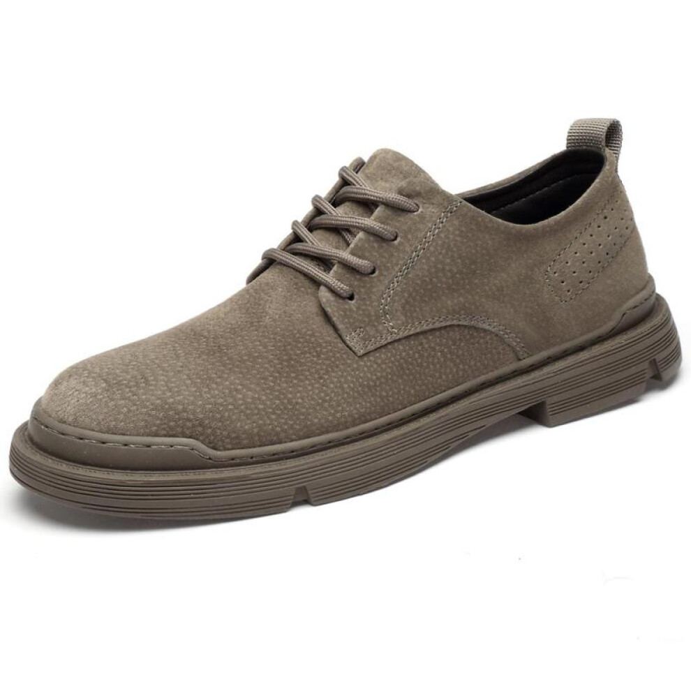 (khaki, 44) Classic Genuine Leather Oxford Shoes For Men Comfortable Suede Leather Casual Shoes Moccasins Men Flats Shoes