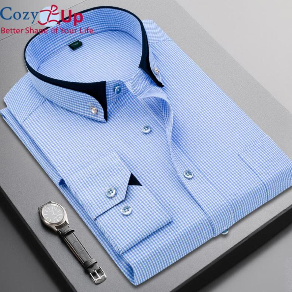 (blue, 43/4XL) Cozy Up Men Long Sleeve Shirt Spring Stripe Casual Shirt For Men