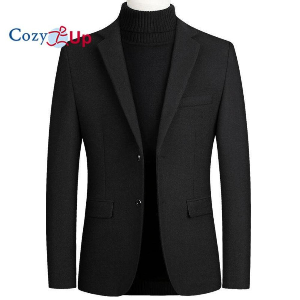 (black, 4XL) Cozy Up Mens Wool Blend Blazer Jacket Houndstooth Suit Blazer Notch Lapel 2 Button