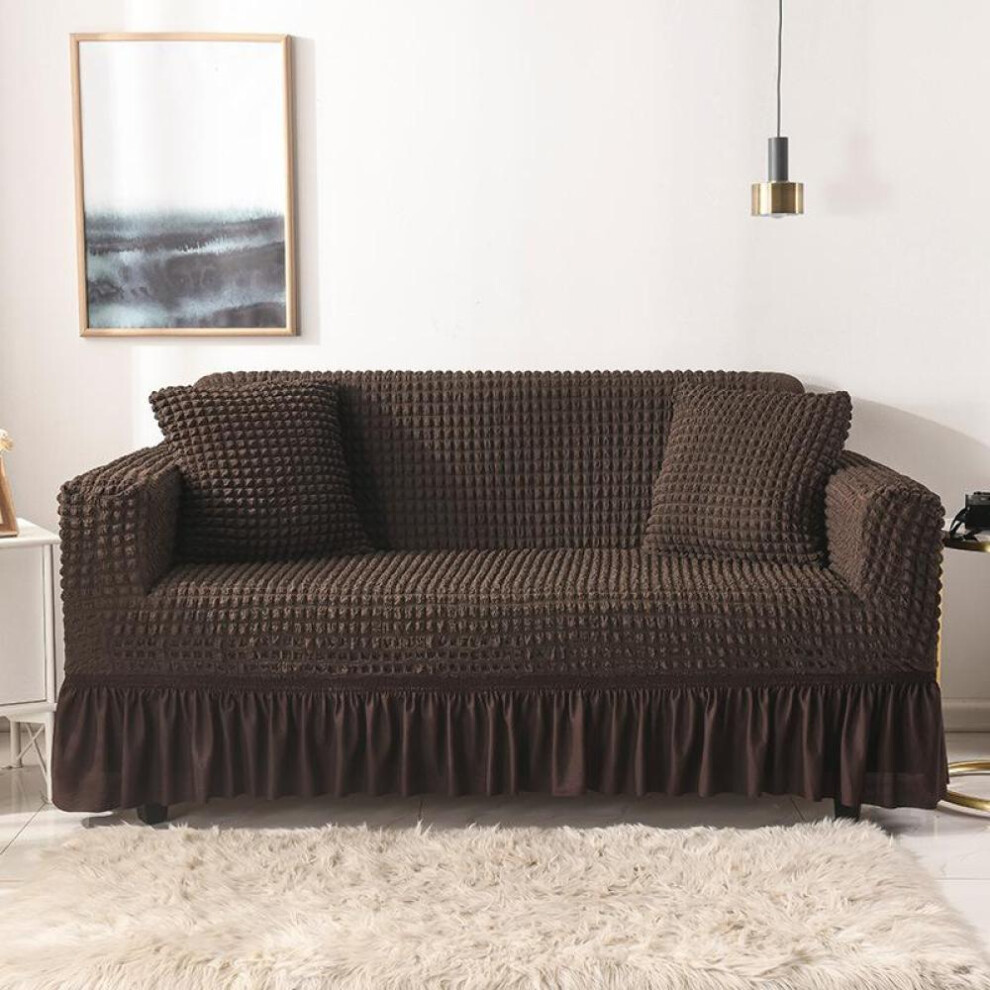 (dark brown, 2 Seaters/145*185cm) Monochrome Modern High Quality Euro Jacquard Stretchable Elastic Sofa Covers For Corner Sofa 1/2/3/4 Sectional Sofa Cover For Living Room