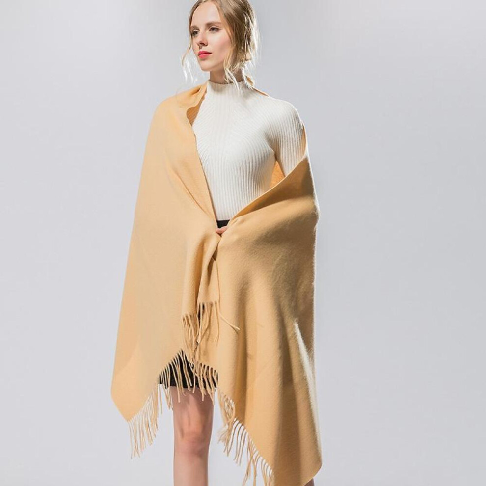 (camel, One Size) Women Shawl 100% Wool Scarf Modern New Saga Knitted Wool Scarves Wraps Wool Shawls Autumn Winter Thick Warm Female Knit Scarf