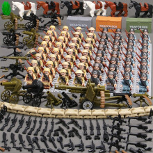 (British, French, German and Italian Army 64PCS+ weapons) World War II Minifigure Soldier US Army German Army Weapons Assembly Boy Toys