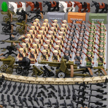 (64 PCS + weapons of the British, French, German and American armies) World War II Minifigure Soldier US Army German Army Weapons Assembly Boy Toys