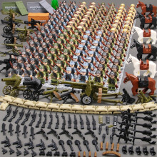 (Full set of 128 PCS + weapons) World War II Minifigure Soldier US Army German Army Weapons Assembly Boy Toys