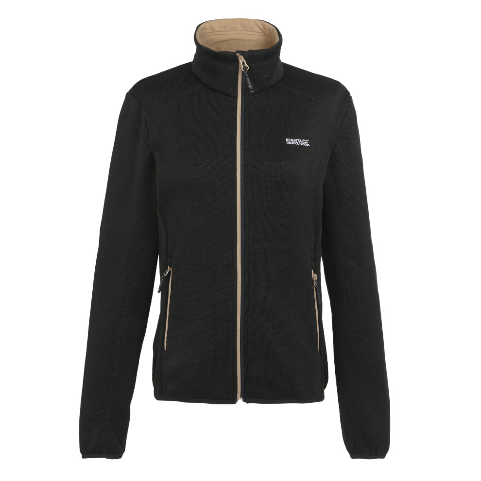(10 UK, Black/Warm Taupe) Regatta Womens/Ladies Newhill Marl Full Zip Fleece Jacket