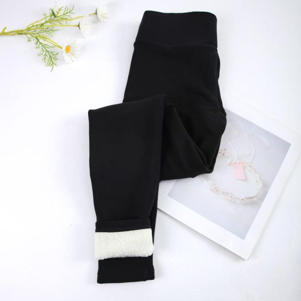 (black, XXL) Women Winter Warm Leggings Thick Velvet Tights High Waist Hip Liftting Lamb Wool Pants Elastic Trousers
