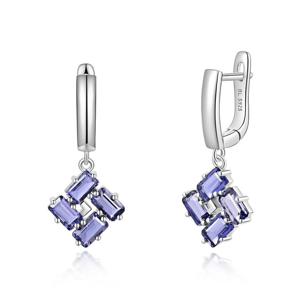 (blue, M) 925 Sterling Silver Fine Earrings With Natural Iolite Gemstone Fine Jewelry For Women Girls Nice Gift 2023 New Designs