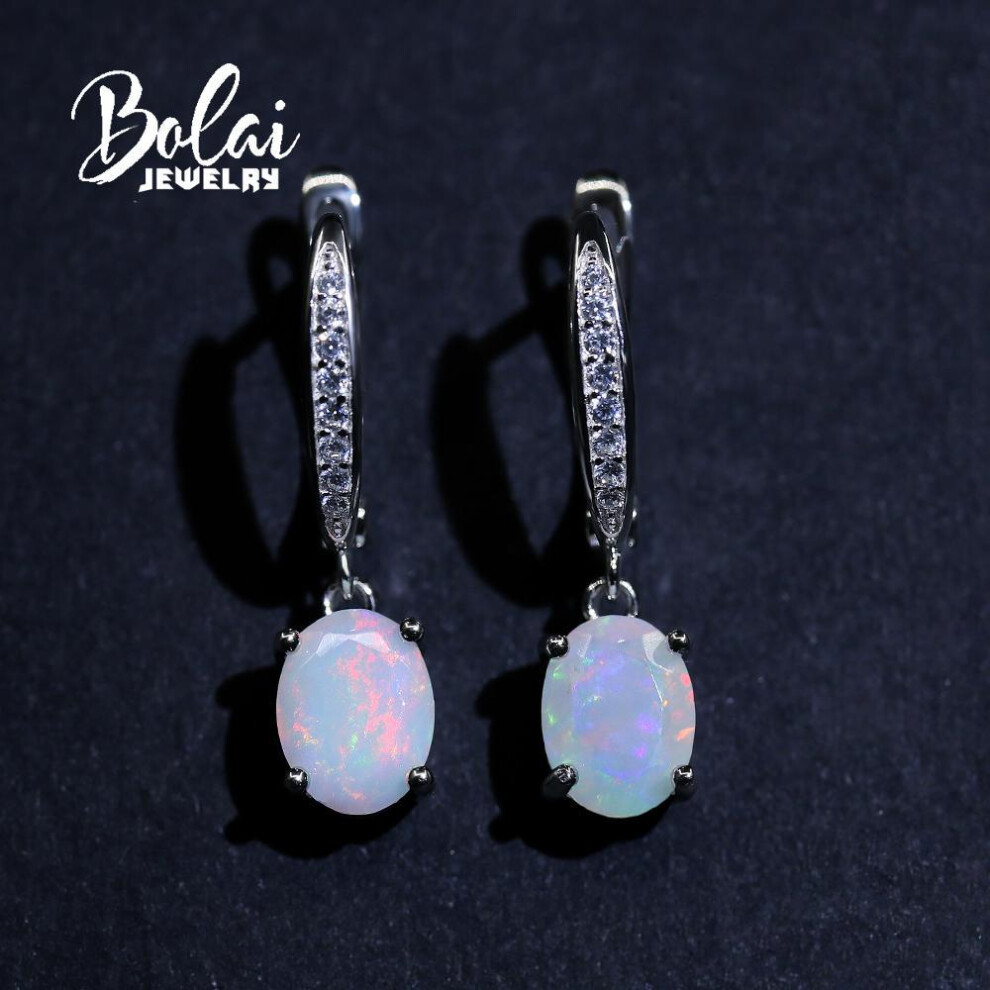 (multicolor, M) Good Quality Gemstone Natural Opal Cut Earrings Fashion Design Women&apos;s Fine Jewelry 925 Sterling Silver Gift